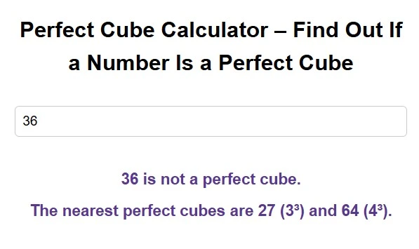 Is 36 a Perfect Cube or Not?